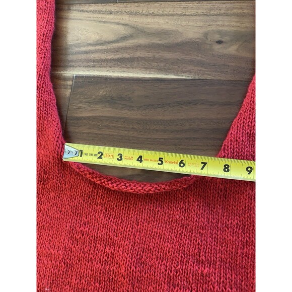 Handmade Knit Faked Sweater Shawl Red 50% Wool One Size - Picture 7 of 8